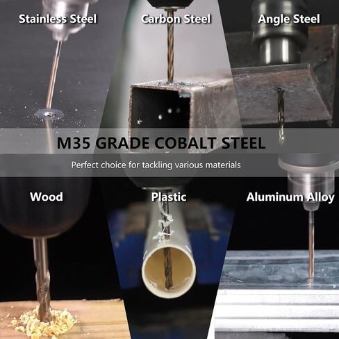 10-Piece 4mm M35 Cobalt Steel Twist Drill Bit Set for Hard Metals | 135° Split Point Prevents Walking; Dual Flute Speeds Up Chip Removal; Chamfered Straight Shank; Transparent PP Storage Case in Saudi Arabia