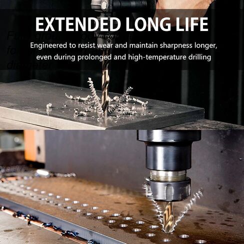 10-Piece 4mm M35 Cobalt Steel Twist Drill Bit Set for Hard Metals | 135° Split Point Prevents Walking; Dual Flute Speeds Up Chip Removal; Chamfered Straight Shank; Transparent PP Storage Case in Saudi Arabia