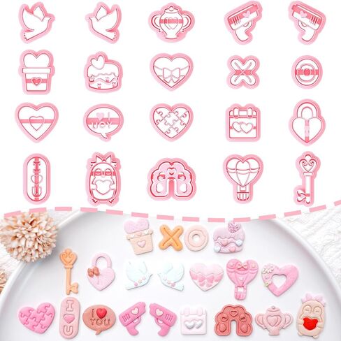 TAINSKY Valentines Candy Heart Clay Cutters-14 Pcs Valentines Polymer Clay Cutters for Earrings Making, Valentine Conversation Candy Hearts Clay Cutters for Polymer Clay Jewelry in Saudi Arabia