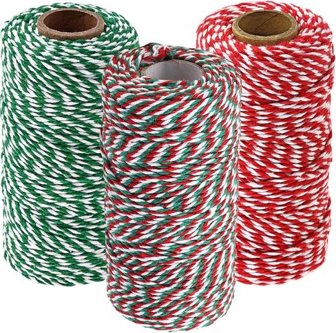 Cotton Twine String, 656 Feet Holiday Bakers Twine String Rope, Christmas Twine Cord for Gift Wrapping, Craft Making (Red Green, 2pcs) in Saudi Arabia