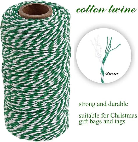 Cotton Twine String, 656 Feet Holiday Bakers Twine String Rope, Christmas Twine Cord for Gift Wrapping, Craft Making (Red Green, 2pcs) in Saudi Arabia
