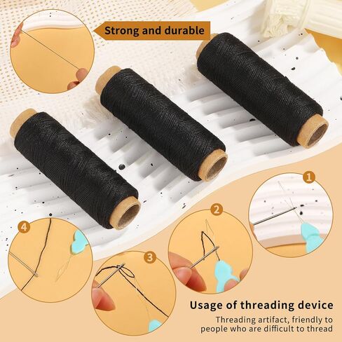 3 لفات من خيوط الخياطة Ftyiwu، خيط لخياطة الشعر 110 ياردة، خيط وصلة الشعر مع 29 قطعة إبر I/J/T/C، خياطة في إبرة وخيط لصنع الشعر المستعار in Kuwait