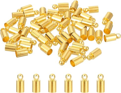 uxcell 50Pcs Leather Cord End Caps, 3mm OD Column Barrel Terminators, Rhodium Tone in Saudi Arabia