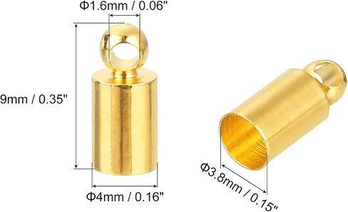 uxcell 50Pcs Leather Cord End Caps, 3mm OD Column Barrel Terminators, Rhodium Tone in Saudi Arabia