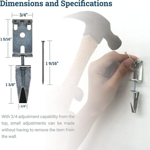 Adjustable Picture Hangers - J-Hooks - Specialty and Museum Hooks for Mirrors, Pictures, and Art - Supports up to 100 lbs (2) in Kuwait