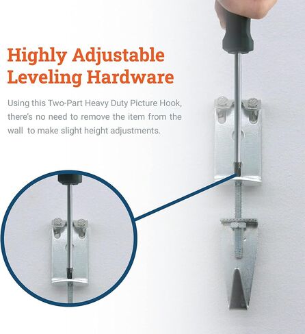 Adjustable Picture Hangers - J-Hooks - Specialty and Museum Hooks for Mirrors, Pictures, and Art - Supports up to 100 lbs (2) in Kuwait