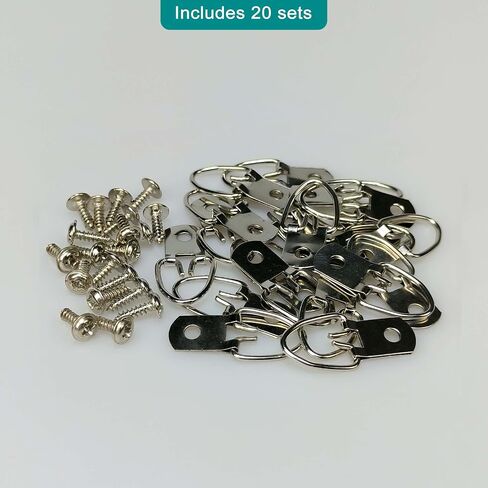 D Ring Picture Hangers with Screws, Small D Hooks for Hanging Frames, Mirrors, Canvas Art, Signs and Paintings (20 Pack) in Saudi Arabia