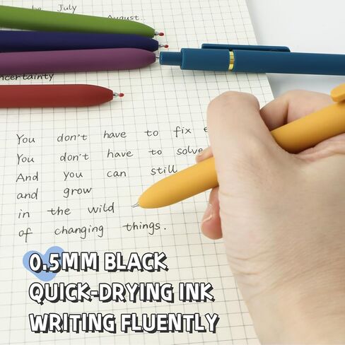 UIXJODO 6 Pcs Gel Pens 0.5mm Quick Dry Black Ink Pens Fine Point Smooth Writing Pens, Cute Office and School Supplies Gifts for Women Teacher Students (6 Pcs Black White Grey Silver) in Saudi Arabia