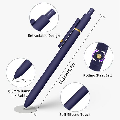 UIXJODO 6 Pcs Gel Pens 0.5mm Quick Dry Black Ink Pens Fine Point Smooth Writing Pens, Cute Office and School Supplies Gifts for Women Teacher Students (6 Pcs Black White Grey Silver) in Saudi Arabia