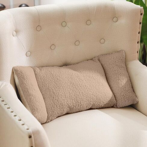 Queekay Fleece Lumbar Support Pillow 3 Section Back Pillow Office Chair Pillow for Back Support Comfortable Lumbar Support Cushion for Car Seat Low Back Pain Relief Sofa Rest (Light Camel) in Kuwait