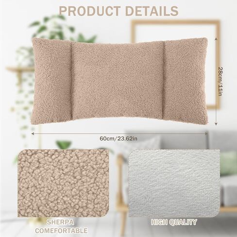 Queekay Fleece Lumbar Support Pillow 3 Section Back Pillow Office Chair Pillow for Back Support Comfortable Lumbar Support Cushion for Car Seat Low Back Pain Relief Sofa Rest (Light Camel) in Kuwait