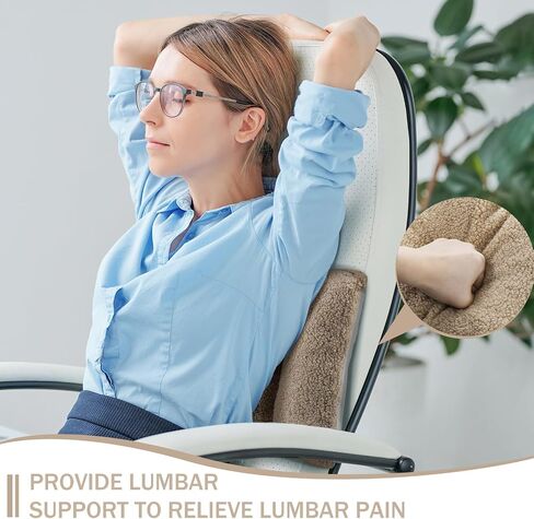 Queekay Fleece Lumbar Support Pillow 3 Section Back Pillow Office Chair Pillow for Back Support Comfortable Lumbar Support Cushion for Car Seat Low Back Pain Relief Sofa Rest (Light Camel) in Kuwait