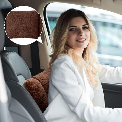 Queekay Fleece Lumbar Support Pillow 3 Section Back Pillow Office Chair Pillow for Back Support Comfortable Lumbar Support Cushion for Car Seat Low Back Pain Relief Sofa Rest (Light Camel) in Kuwait