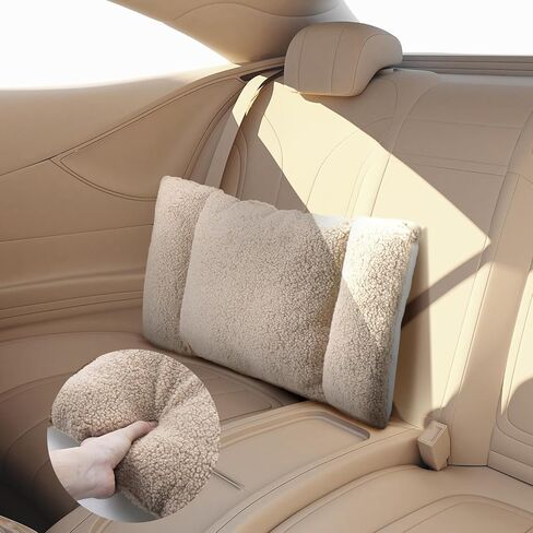 Queekay Fleece Lumbar Support Pillow 3 Section Back Pillow Office Chair Pillow for Back Support Comfortable Lumbar Support Cushion for Car Seat Low Back Pain Relief Sofa Rest (Light Camel) in Kuwait