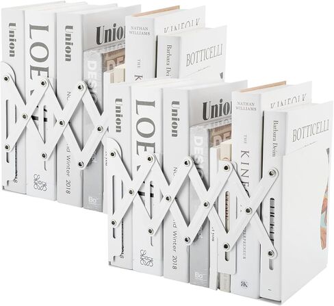 2 حزمة من نهايات الكتب القابلة للتعديل باللون الأبيض، حامل نهاية كتب قابل للتعديل للكتب الثقيلة يمتد حتى 17 بوصة، منظم كتب معدني للمكتب المستخدم في المكتب in Kuwait