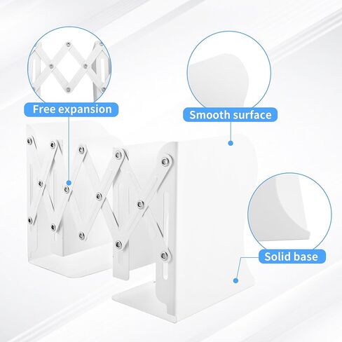 2 حزمة من نهايات الكتب القابلة للتعديل باللون الأبيض، حامل نهاية كتب قابل للتعديل للكتب الثقيلة يمتد حتى 17 بوصة، منظم كتب معدني للمكتب المستخدم في المكتب in Kuwait