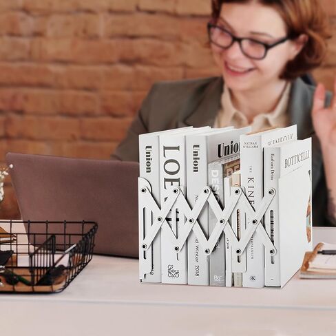 2 حزمة من نهايات الكتب القابلة للتعديل باللون الأبيض، حامل نهاية كتب قابل للتعديل للكتب الثقيلة يمتد حتى 17 بوصة، منظم كتب معدني للمكتب المستخدم في المكتب in Kuwait