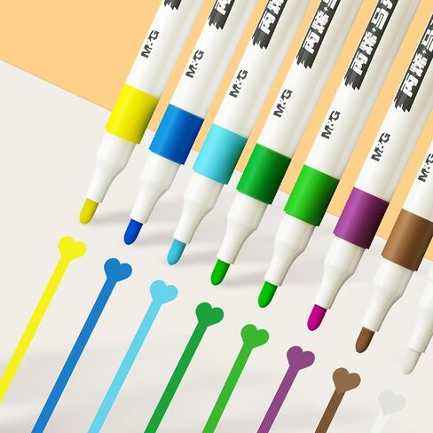 M&G Acrylic Paint Pens Markers 12 Colors with Medium Tip, Permanent Acrylic Paint Pens for Rock Painting, Stone, Wood, Calligraphy, Canvas, Ceramic, Metal, Glass, DIY Crafts,fabric paint in Saudi Arabia