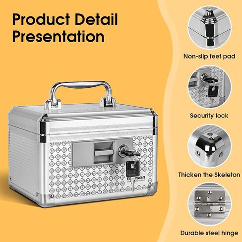 Medicine Lock Box Storage Lock Box 【Black-Medium12 X 7.68 X 7.87 Inch】 Lockable Dorm Storage Trunk with Key Lock - Briefcase, Lock Boxes for Personal Items in Saudi Arabia