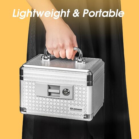 Medicine Lock Box Storage Lock Box 【Black-Medium12 X 7.68 X 7.87 Inch】 Lockable Dorm Storage Trunk with Key Lock - Briefcase, Lock Boxes for Personal Items in Saudi Arabia