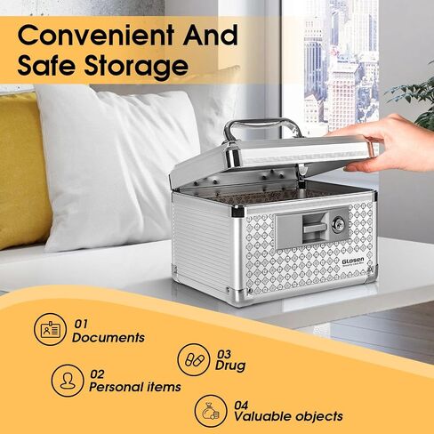 Medicine Lock Box Storage Lock Box 【Black-Medium12 X 7.68 X 7.87 Inch】 Lockable Dorm Storage Trunk with Key Lock - Briefcase, Lock Boxes for Personal Items in Saudi Arabia