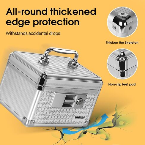 Medicine Lock Box Storage Lock Box 【Black-Medium12 X 7.68 X 7.87 Inch】 Lockable Dorm Storage Trunk with Key Lock - Briefcase, Lock Boxes for Personal Items in Saudi Arabia