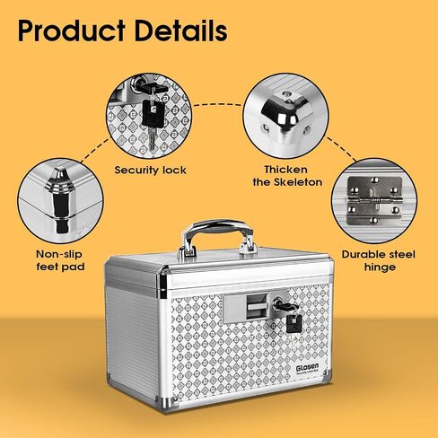 Medicine Lock Box Storage Lock Box 【Black-Medium12 X 7.68 X 7.87 Inch】 Lockable Dorm Storage Trunk with Key Lock - Briefcase, Lock Boxes for Personal Items in Saudi Arabia