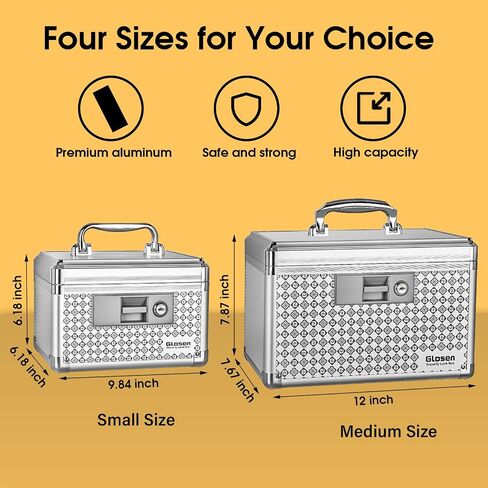 Medicine Lock Box Storage Lock Box 【Black-Medium12 X 7.68 X 7.87 Inch】 Lockable Dorm Storage Trunk with Key Lock - Briefcase, Lock Boxes for Personal Items in Saudi Arabia
