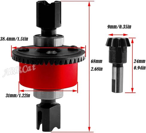 Front Rear 43T Differential & 10T Main Gear Upgrades Part for Arrma 1/7 FIRETEAM Mojave 6S BLX/Arrma 1/8 KRATON Notorious Outcast Talion 6S BLX,ARRCat Steel #45 Front Rear Diff Set,Red in Kuwait
