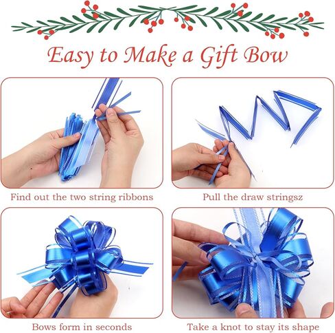 12Pcs Pink Bows for Gift Wrapping Valentines Bow Christmas Gift Pull Bow Ribbon Bows for Christmas Wedding Party Birthdays Holidays Decoration in Kuwait