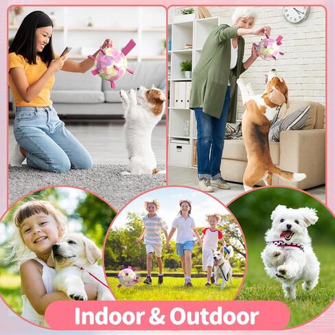 QDAN Dog Toys Soccer Ball with Straps, Puppy Balls Dog Balls for Small Medium Dogs, Dog Water Toys Pool Toys, Puppy Dog Birthday Gifts, Rainbow（6 Inch） in Saudi Arabia