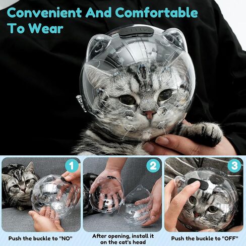 Cat Muzzle for Grooming, Breathable Cat Muzzle Helmet with 4 Silicone Paw Shoes, Transparent Cat Astronaut Helmet, Cat Anti Bite Helmet for Cats Bathing Shaving Nail Trimming (Large) in Saudi Arabia