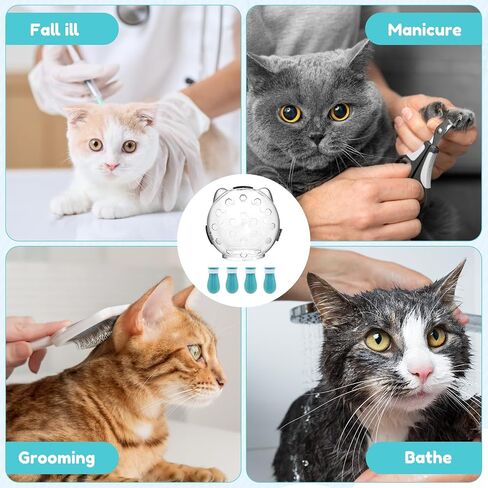 Cat Muzzle for Grooming, Breathable Cat Muzzle Helmet with 4 Silicone Paw Shoes, Transparent Cat Astronaut Helmet, Cat Anti Bite Helmet for Cats Bathing Shaving Nail Trimming (Large) in Saudi Arabia
