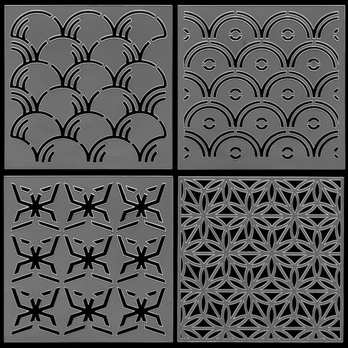 ORIGACH 4 Pcs Acrylic Sashiko Stencil, Ocean Waves Sashiko Embroidery Pattern, Embroidery Tool Drawing Line Template for Hand Quilting and Embroidery, 3mm Thick in Saudi Arabia