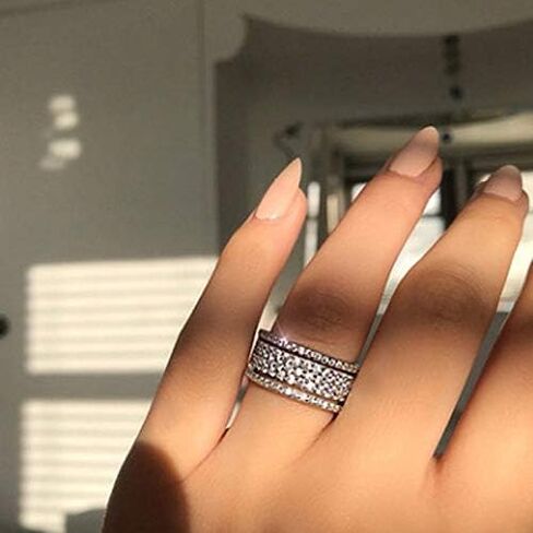 925 Sterling Silver Creative Micro Set Full Diamond Ring Shiny Full Diamond Ring Cubic Zirconia CZ Diamond Multi Row Ring Eternal Engagement Jewelry-Making-Patterns in Kuwait