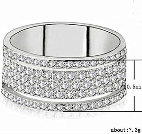 925 Sterling Silver Creative Micro Set Full Diamond Ring Shiny Full Diamond Ring Cubic Zirconia CZ Diamond Multi Row Ring Eternal Engagement Jewelry-Making-Patterns in Kuwait
