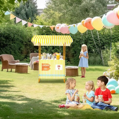 53 Sets Lemonade Stand for Supplies Include 47 x 51 Lemonade Stand Kit Table Cover 50 Pcs Disposable Lemonade Cups with Lids and Straws Lemonade Pitcher for Party(Stand Included) (Lovely) in Kuwait