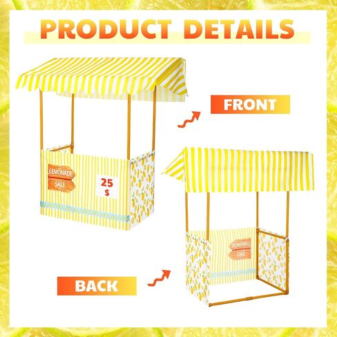 53 Sets Lemonade Stand for Supplies Include 47 x 51 Lemonade Stand Kit Table Cover 50 Pcs Disposable Lemonade Cups with Lids and Straws Lemonade Pitcher for Party(Stand Included) (Lovely) in Kuwait