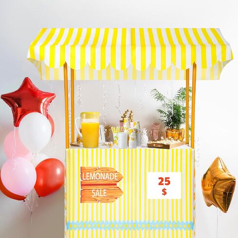 53 Sets Lemonade Stand for Supplies Include 47 x 51 Lemonade Stand Kit Table Cover 50 Pcs Disposable Lemonade Cups with Lids and Straws Lemonade Pitcher for Party(Stand Included) (Lovely) in Kuwait