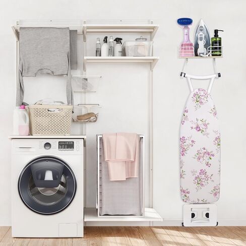 Ironing Board Holder Wall Mount Laundry Room Hanging Iron and Ironing Board Hanger Storage Laundry Room Decor and Organization Fit Most ironing boards leg's(Included T&V Shaped)-White in Saudi Arabia