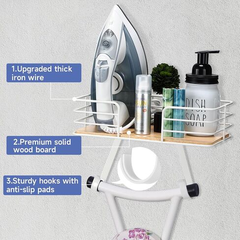 Ironing Board Holder Wall Mount Laundry Room Hanging Iron and Ironing Board Hanger Storage Laundry Room Decor and Organization Fit Most ironing boards leg's(Included T&V Shaped)-White in Saudi Arabia