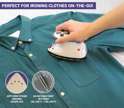 The Quilted Bear Mini Iron - Lightweight Mini Steam Iron with Ceramic Sole Base Plate & Temperature Gauge for Quilting, Crafts or use as a Travel Steamer (Black Case) in Kuwait