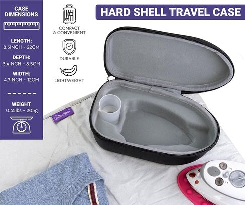 The Quilted Bear Mini Iron - Lightweight Mini Steam Iron with Ceramic Sole Base Plate & Temperature Gauge for Quilting, Crafts or use as a Travel Steamer (Black Case) in Kuwait