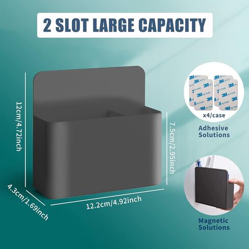 2 Pcs Magnetic Marker Holder Dry Erase Marker Holder Wall Mount Self Adhesive Pen Holder Magnetic Marker Cup Holders for Whiteboard, Fridge, Home Office School (Black in Saudi Arabia