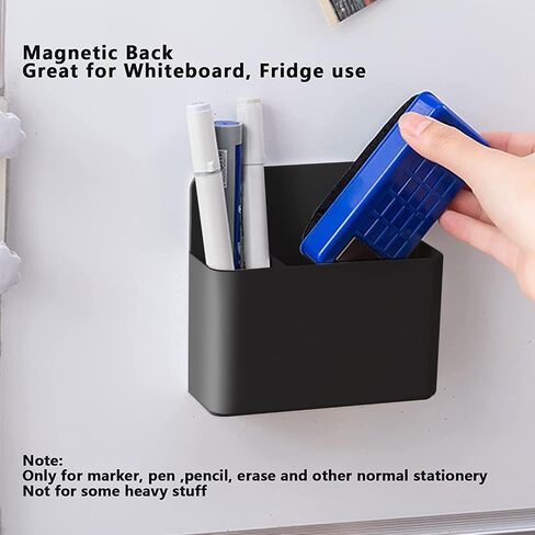 2 Pcs Magnetic Marker Holder Dry Erase Marker Holder Wall Mount Self Adhesive Pen Holder Magnetic Marker Cup Holders for Whiteboard, Fridge, Home Office School (Black in Saudi Arabia