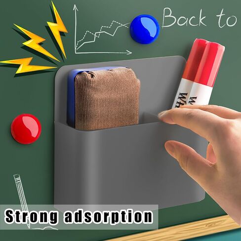 2 Pcs Magnetic Marker Holder Dry Erase Marker Holder Wall Mount Self Adhesive Pen Holder Magnetic Marker Cup Holders for Whiteboard, Fridge, Home Office School (Black in Saudi Arabia