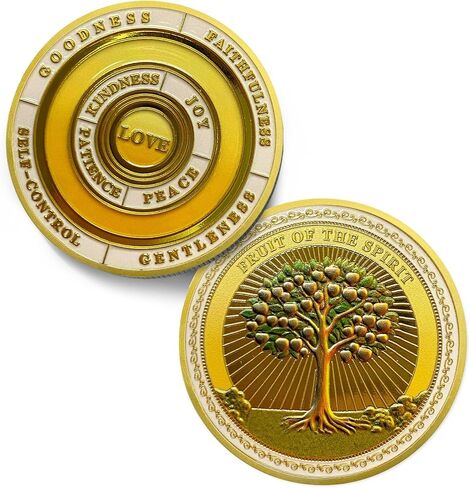 Fruit of The Spirit Christian Challenge Coin - Galatians 5:22-23 Jesus Religious Token - Art God Pocket Bible Verses Coins for Study - Good Luck Commemorative Gifts for Men Women Kids in Saudi Arabia