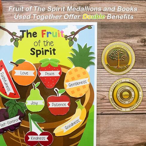Fruit of The Spirit Christian Challenge Coin - Galatians 5:22-23 Jesus Religious Token - Art God Pocket Bible Verses Coins for Study - Good Luck Commemorative Gifts for Men Women Kids in Saudi Arabia