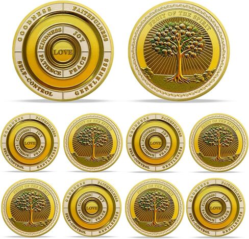 Fruit of The Spirit Christian Challenge Coin - Galatians 5:22-23 Jesus Religious Token - Art God Pocket Bible Verses Coins for Study - Good Luck Commemorative Gifts for Men Women Kids in Saudi Arabia