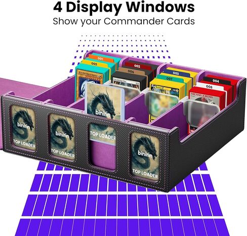 صندوق تخزين بطاقات التداول لشاشة القائد، صندوق سطح السفينة 3000+ MTG مع 4 أدوات تحميل علوية وداعمين للبطاقات، حافظة بطاقات من جلد البولي يوريثان تناسب بطاقات الألعاب السحرية والرياضية MTG Yugioh TCG (أسود ورمادي) in Kuwait